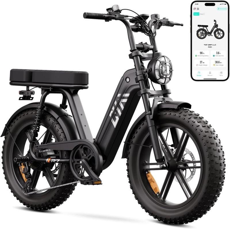 E-bike fat stile moto R7 con sella lunga e app