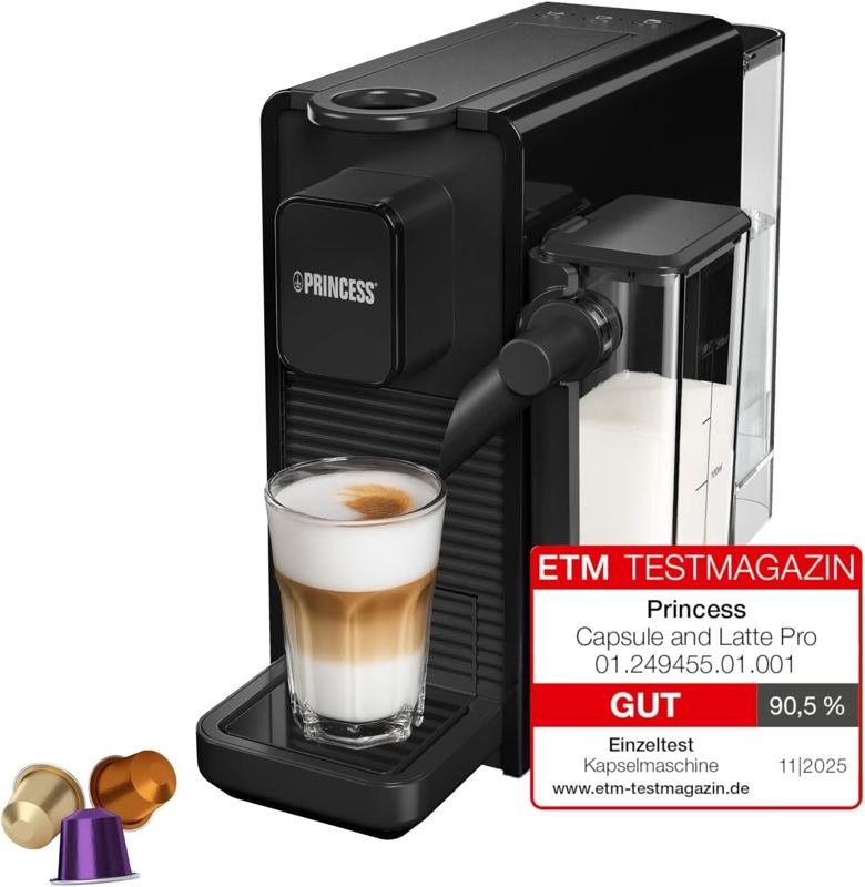 Princess Capsule & Latte Pro – Macchina a capsule con montalatte