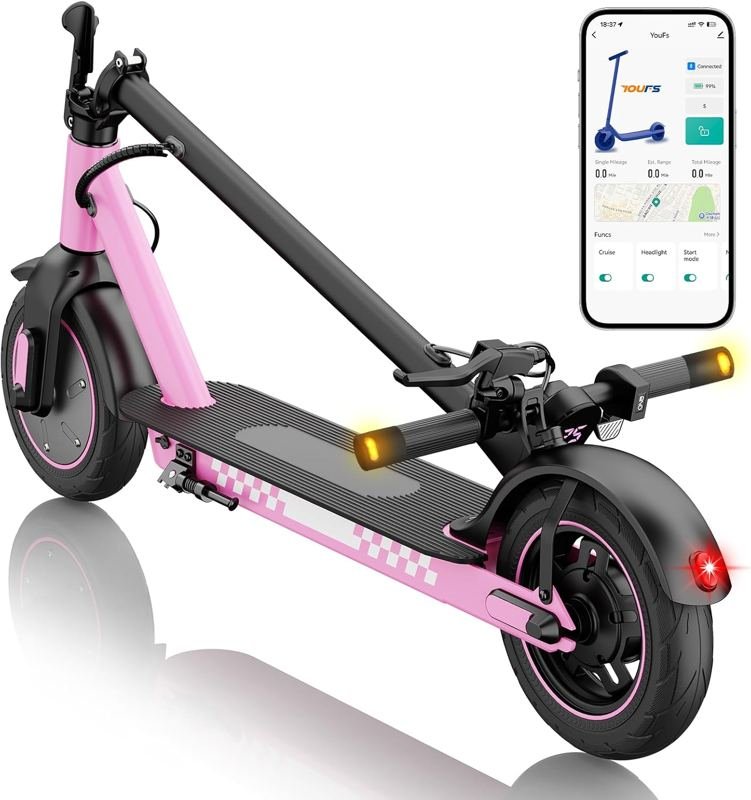 YouFs – Monopattino elettrico con frecce e app (rosa)
