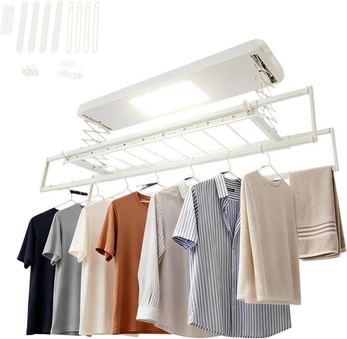 Stendibiancheria elettrico da soffitto con LED