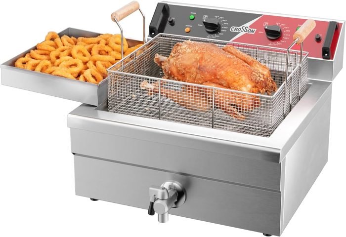 Friggitrice professionale doppia inox con rubinetto