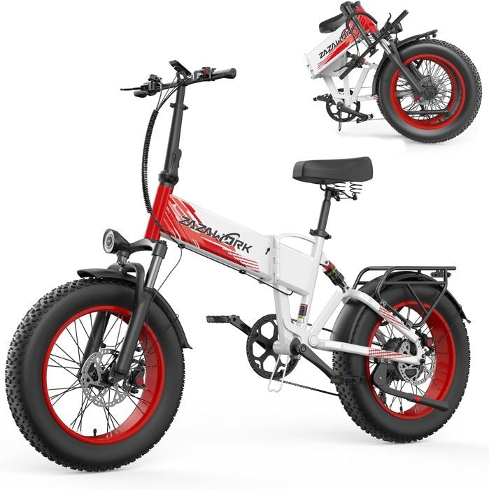 Bicicletta elettrica pieghevole fat bike rossa